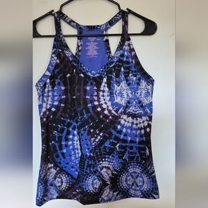 Danskin Fitted Sleeveless Blue and Black Tank Top